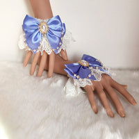 Sweet Lolita Lace Cuffs Cute Bracelets Hand-wear with Satin Bow