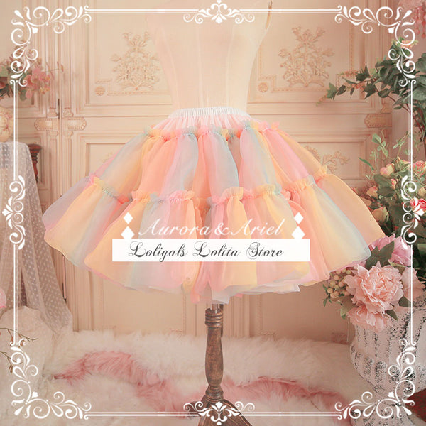 Lolita Petticoat ~ Colorful Rainbow Underskirt Organza A-line Poofy Pettiskirt