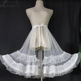 Vintage Lolita Polka Dot Cover-up Skirt Ruffled Waist Curtain Mesh Overlay Skirt