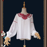 Sweet Lolita Chiffon Blouse Long Sleeve White Top with Polka Dot Rabbit Ear Collar