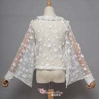 Fireworks Show ~ Kimono Style Black Lace Blouse by Magic Tea Party