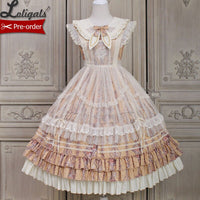 Kitten & Flower ~ Classic Country Style Lolita JSK Dress Printed Midi Party Dress by Alice Girl ~ Pre-order