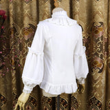 Ruffled Collar Lolita Blouse Vintage Long Lantern Sleeves Chiffon Shirt
