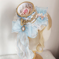 Rococo Mini Top Hat Lolita Hair Clip with Bow
