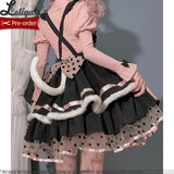 Pre-order ~ Little Wild Cat ~ Cute Lolita Overall Skirt w. Big Bows by Alice Girl