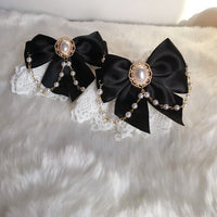 Sweet Lolita Lace Cuffs Cute Bracelets Hand-wear with Satin Bow