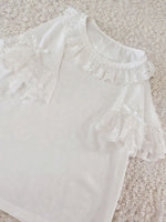 Lovely Ruffled Chiffon Top Round Neck Short Sleeve Blouse