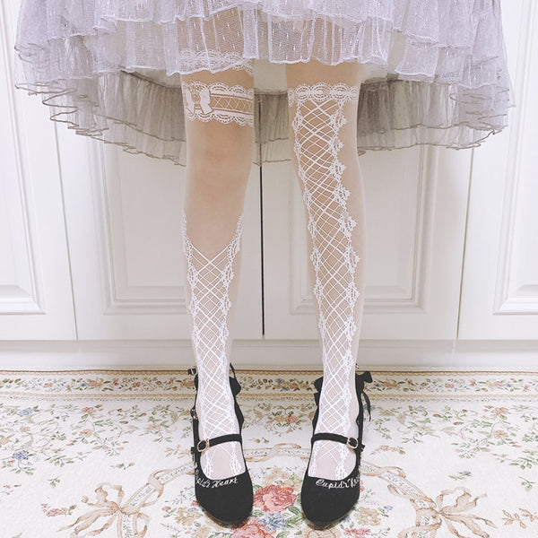 Patterned Lolita Summer Tights Women's Seamless Pantyhose by Ruby Rabbit