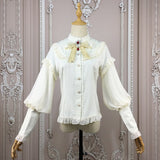 Vintage Bishop Sleeve Lolita Top Stand Collar Chiffon Blouse