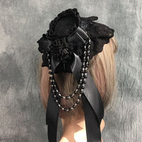 Gothic Mini Top Hat Black Fascinator Headpiece for Halloween