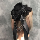 Gothic Mini Top Hat Black Fascinator Headpiece for Halloween