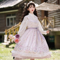Flower Wall ~ Sweet Casual Lolita Dress Printed Midi Dress by YLF