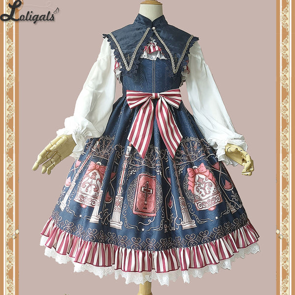Holly School ~ Cross Printed Lolita JSK Dress by Infanta