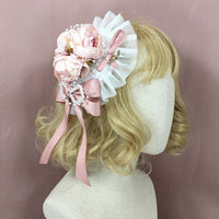 Sweet Mini Top Hat Heart Rosettes Hair Clip Cute Lolita Headpiece