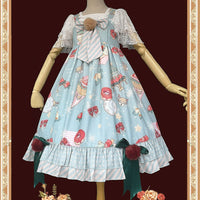 Christmas Donut ~ Sweet Printed Lolita Dress High Waisted Casual Summer Dress by Infanta