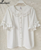 Sweet Peter Pan Collar Lolita Shirt Chiffon Top