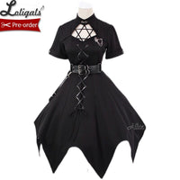 Pre~order ~ Hexagram Star ~ Gothic Lolita Dress Asymmetrical Short Sleeve Dress by Alice Girl
