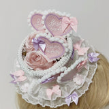 Sweet Mini Top Hat Heart Fascinator Rococo Hair Clip