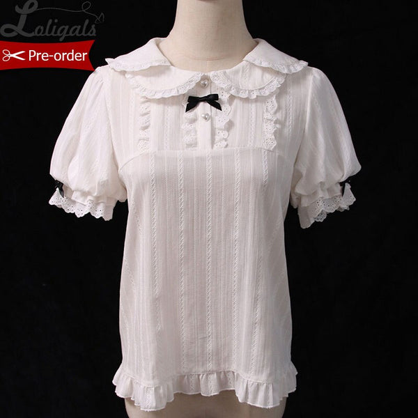 Pre-order ~ Sweet Milk ~ Short Sleeve Lolita Blouse by Alice Girl