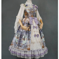 Dusk of the Gods ~ Vintage Lolita Ruffled Open Front JSK Dress by Miss Point ~ Custom Tailored