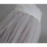 Floating Feather ~ Sweet Embroidered Lolita Veil Fingertip Bridal Veil With Lace Trimming