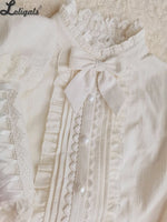 Vintage Lolita Blouse Long Bishop Sleeve Ruffled Shirt for Women