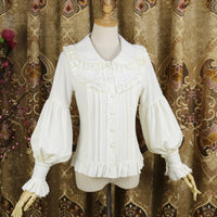 Vintage Long Bishop Sleeve Shirt Peter Pan Collar Lolita Blouse