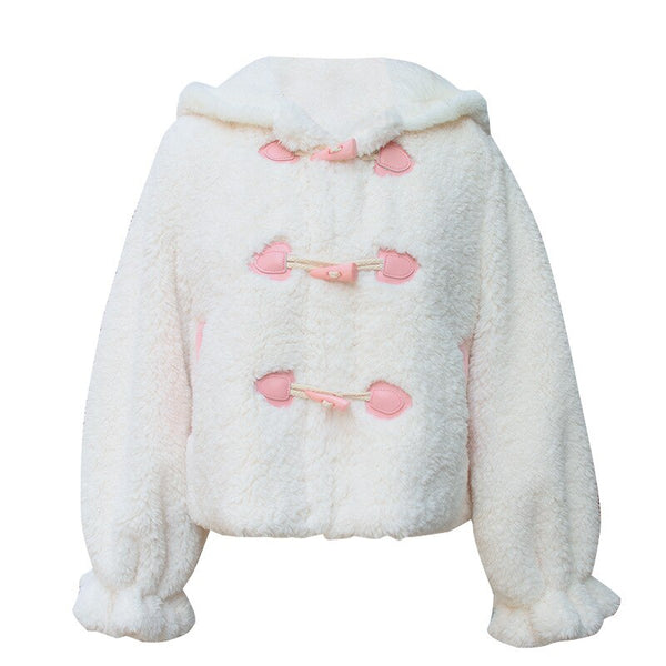 Fluffy Rabbit Ear JK Coat Short Cute Women's Jacket