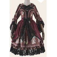 Ada's Flower ~ Vintage Printed Flare Sleeve Lolita Dress by Magic Tea Party