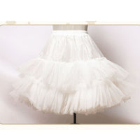 White Lolita Petticoat Short Tiered Organza Pettiskirt