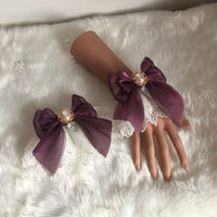 Sweet Lolita Bracelets Lace Cuffs Cute Hand-wear with Bow