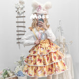 Strawberry Cake ~ Sweet Printed Lolita Skirt Suspender Skirt