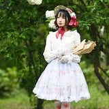 Sweet Short Sky Blue Skirt Mori Girl Strawberry Printed A line Lolita Skirt