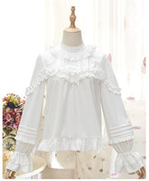 2020 Sweet Lolita Blouse White Ruffled Stand Collar Loose Top