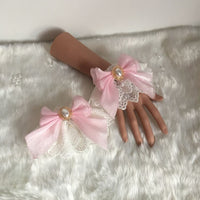 Sweet Lolita Bracelets Lace Cuffs Cute Hand-wear with Bow