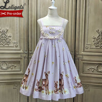 Little Daisy & Deer ~ Sweet Printed High Waisted Casual Lolita JSK Dress by Alice Girl ~ Pre-order