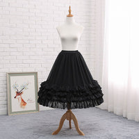 Ruffled Tea Length Lolita Petticoat Adjustable Crinoline Chiffon Underskirt