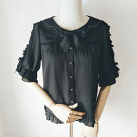 Short Sleeve Chiffon Shirt Ruffled Half Sleeve Lolita Blouse