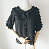 Short Sleeve Chiffon Shirt Ruffled Half Sleeve Lolita Blouse
