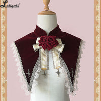 Holly School ~ Cross Embroidered Detachable Pointed Collar w. Brooch by Infanta