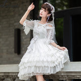 The Queen of Love ~ Elegant White Sleeveless White Lolita Princess Dress with Veil