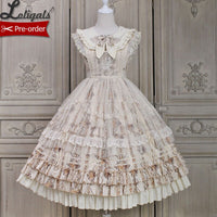 Kitten & Flower ~ Classic Country Style Lolita JSK Dress Printed Midi Party Dress by Alice Girl ~ Pre-order