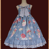 Christmas Donut ~ Sweet Printed Lolita Dress High Waisted Casual Summer Dress by Infanta