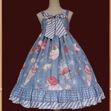 Christmas Donut ~ Sweet Printed Lolita Dress High Waisted Casual Summer Dress by Infanta