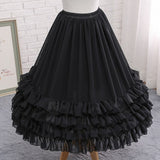 Ruffled Tea Length Lolita Petticoat Adjustable Crinoline Chiffon Underskirt