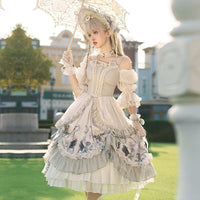 Rose Girl ~ Royal Vintage Lolita Dress Cold Shoulder Party Dress