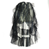 Sheer Lolita Apron Ruffled Waist Curtain Vintage Mesh Overlay Skirt