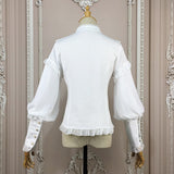 Vintage Bishop Sleeve Lolita Top Stand Collar Chiffon Blouse