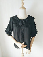 Short Sleeve Chiffon Shirt Ruffled Half Sleeve Lolita Blouse