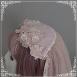 Floating Feather ~ Sweet Embroidered Lolita Veil Fingertip Bridal Veil With Lace Trimming